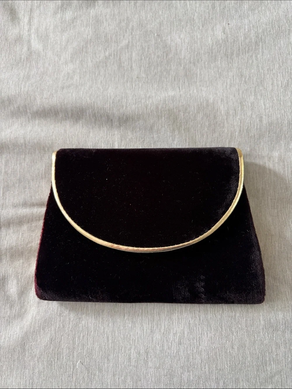 La Regale Velvet Clutch with Gold Trim - Deep Wine